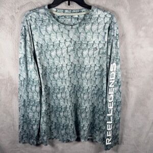 Reel Legends Performance Outfitters Mens XL Long Sleeve Fish Scale Graphic Shirt